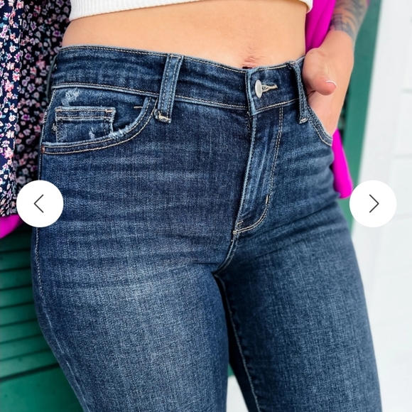 Judy Blue After Hours Dark Wash Destroyed Hem Cropped Straight Leg Jeans Size 9 - Picture 13 of 16